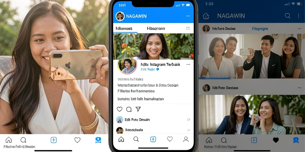 Tampilan antarmuka aplikasi NAGAWIN yang sederhana dan menarik untuk filter Instagram.