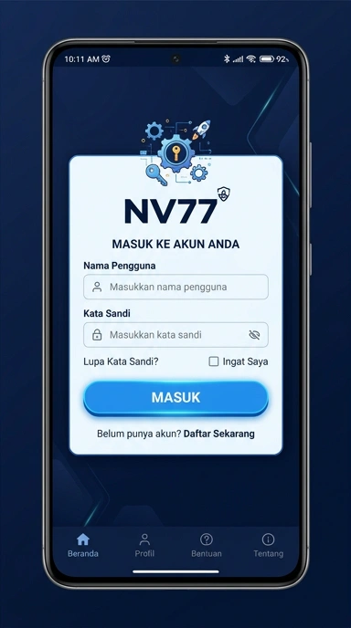 Tampilan halaman login nv77